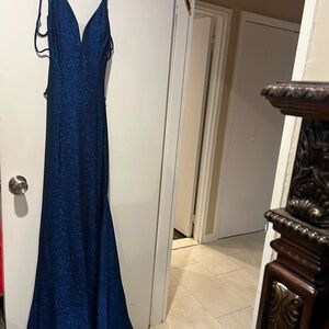 Elegant Blue Glitter Gown